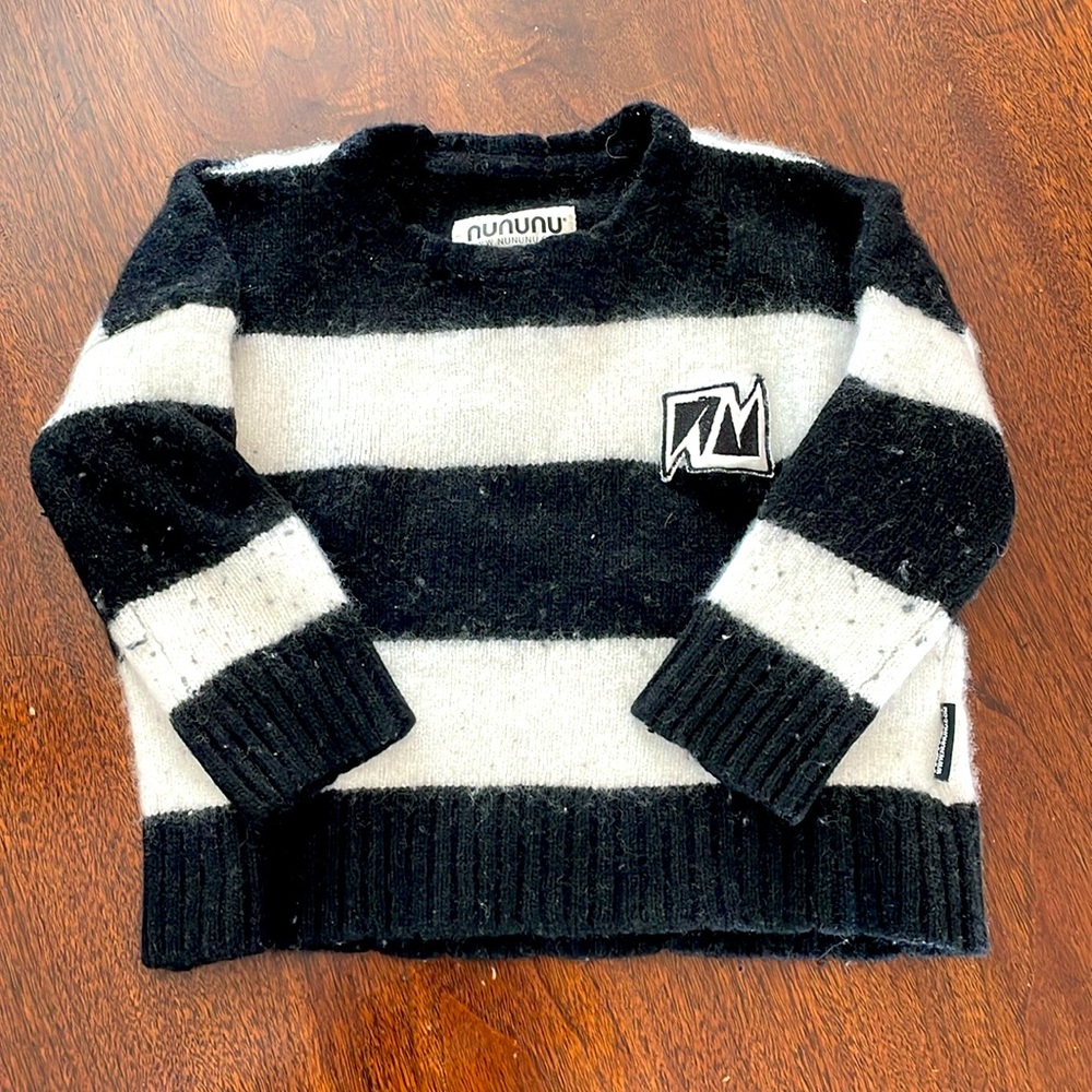 Nununu Wool sweater Black & White Stripes Size 3-4T